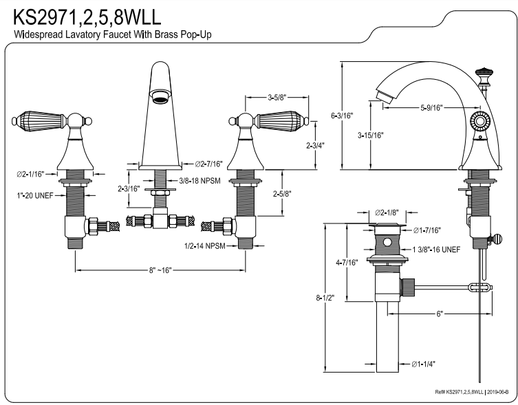 hole size for bathroom faucet Kingston Brass, inc.