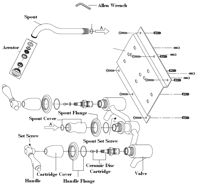 Replacement Guide How to replace ceramic disc cartridge from a wall mount vessel faucet with